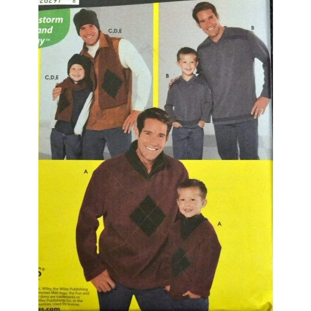 Simplicity Sewing Pattern 5741 Father‎ Son Boys Mens Top Vest Scarf Hat